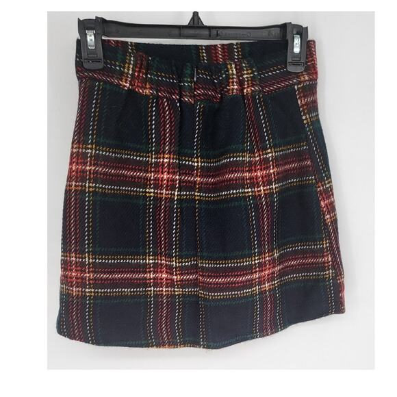 Plaid Check Mini Skirt Poly Wool Blend by 3.3 Field Trip Measures as XS New NWT - Picture 2 of 9